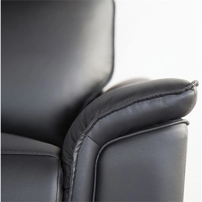 Benjara Lenne Sofa- Black Faux Leather- Manual Reclining Mechanism- 86 Inch