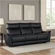 Benjara Lenne Sofa- Black Faux Leather- Manual Reclining Mechanism- 86 Inch