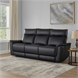 Benjara Lenne Sofa- Black Faux Leather- Manual Reclining Mechanism- 86 Inch