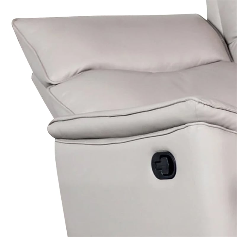 Benjara Lenne Loveseat- Taupe Gray Faux Leather- Manual Recliner- 63 Inch