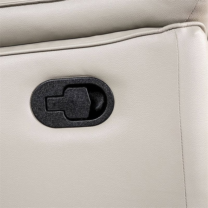 Benjara Lenne Loveseat- Taupe Gray Faux Leather- Manual Recliner- 63 Inch