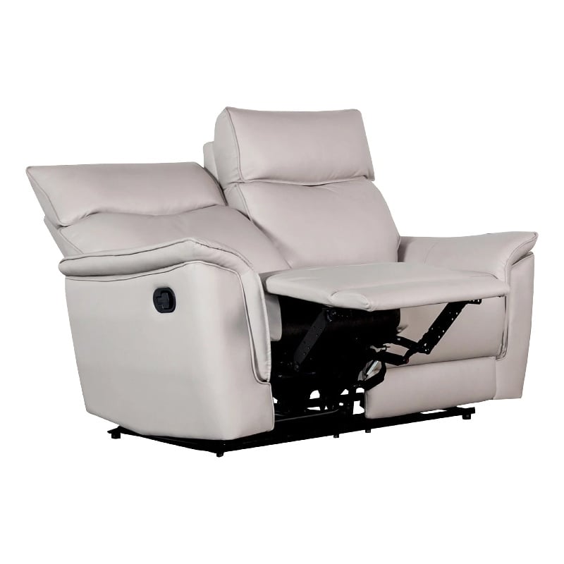 Benjara Lenne Loveseat- Taupe Gray Faux Leather- Manual Recliner- 63 Inch