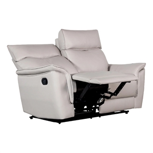 Benjara Lenne Loveseat- Taupe Gray Faux Leather- Manual Recliner- 63 Inch