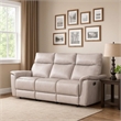 Benjara Lenne Sofa- Taupe Gray Faux Leather- Manual Reclining Mechanism- 86 Inch