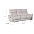 Benjara Lenne Sofa- Taupe Gray Faux Leather- Manual Reclining Mechanism- 86 Inch