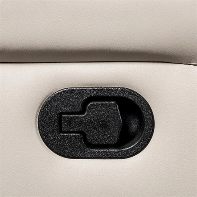 Benjara Larus Sofa- Manual Reclining Mechanism- Off White Faux Leather- 82 Inch