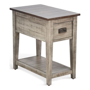 Benjara Camie Chair Side Table- 25&quot Top- Gray Solid Wood