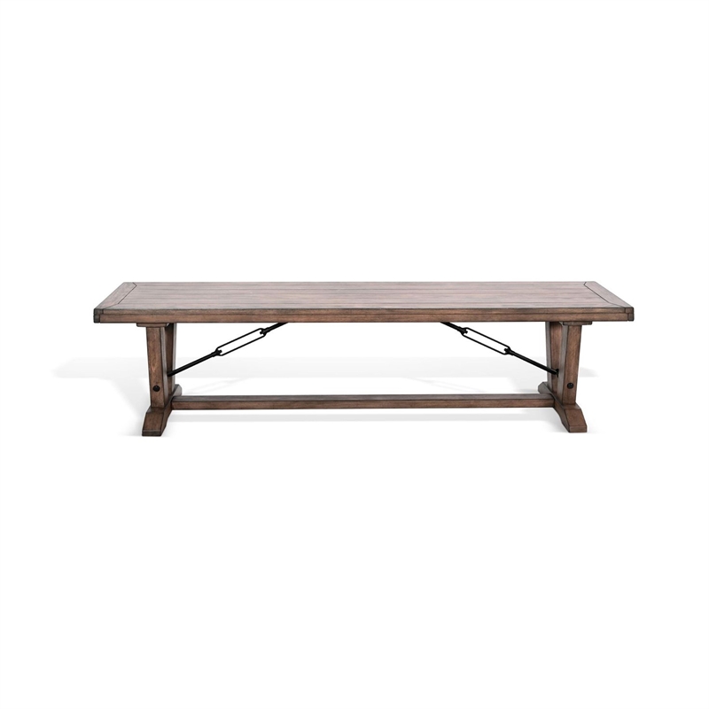 Benjara Yael Industrial Bench- Trestle Base- 70