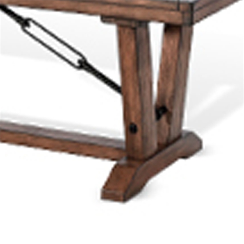 Benjara Yael Industrial Bench- Trestle Base- 70