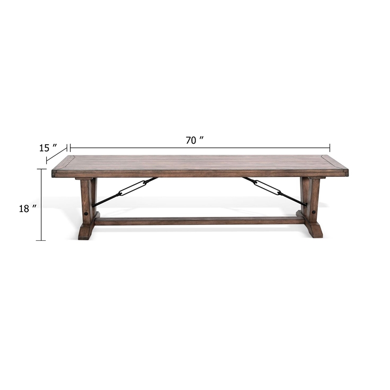 Benjara Yael Industrial Bench- Trestle Base- 70