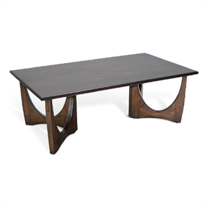 Benjara Natra Coffee Table- 52&quot Rectangular- Sculpted Solid Wood Dark Brown