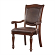 Benjara Veni 7pc Dining Table and Chair Set- Cherry Brown Wood- Faux Leather