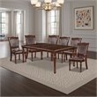 Benjara Veni 7pc Dining Table and Chair Set- Cherry Brown Wood- Faux Leather