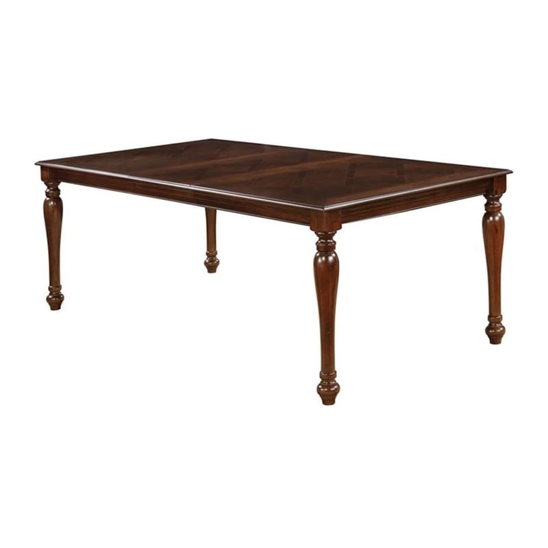 Benjara Veni 7pc Dining Table and Chair Set- Cherry Brown Wood- Faux Leather
