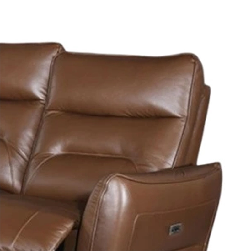 Benjara Teren Power Recliner Sofa- 86 Inch- Brown Grain Leather