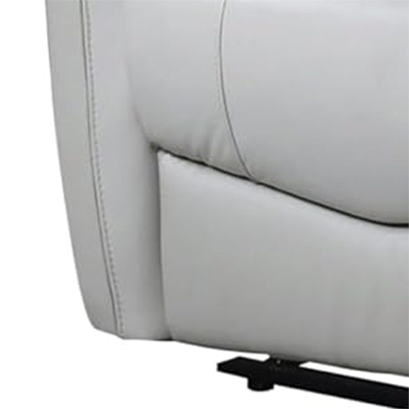 Benjara Teren Power Recliner Loveseat- 63 Inch- Gray Grain Leather- Cuphoders