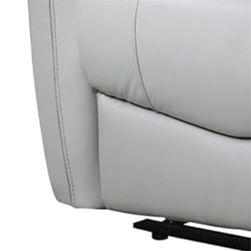 Benjara Teren Power Recliner Loveseat- 63 Inch- Gray Grain Leather- Cuphoders