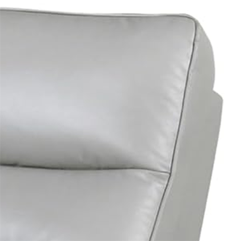 Benjara Teren Power Recliner Loveseat- 63 Inch- Gray Grain Leather- Cuphoders