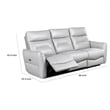 Benjara Teren Power Recliner Sofa- 86 Inch- Contemporary Gray Grain Leather