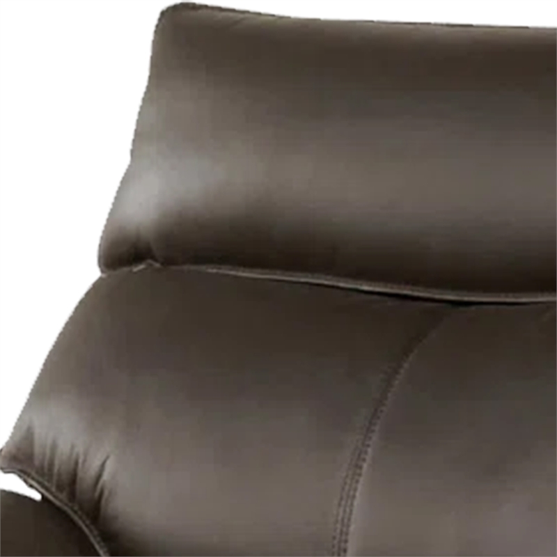 Benjara Ozy Manual Recliner Loveseat- 64 Inch- Contemporary Brown Grain Leather