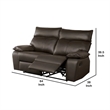 Benjara Ozy Manual Recliner Loveseat- 64 Inch- Contemporary Brown Grain Leather