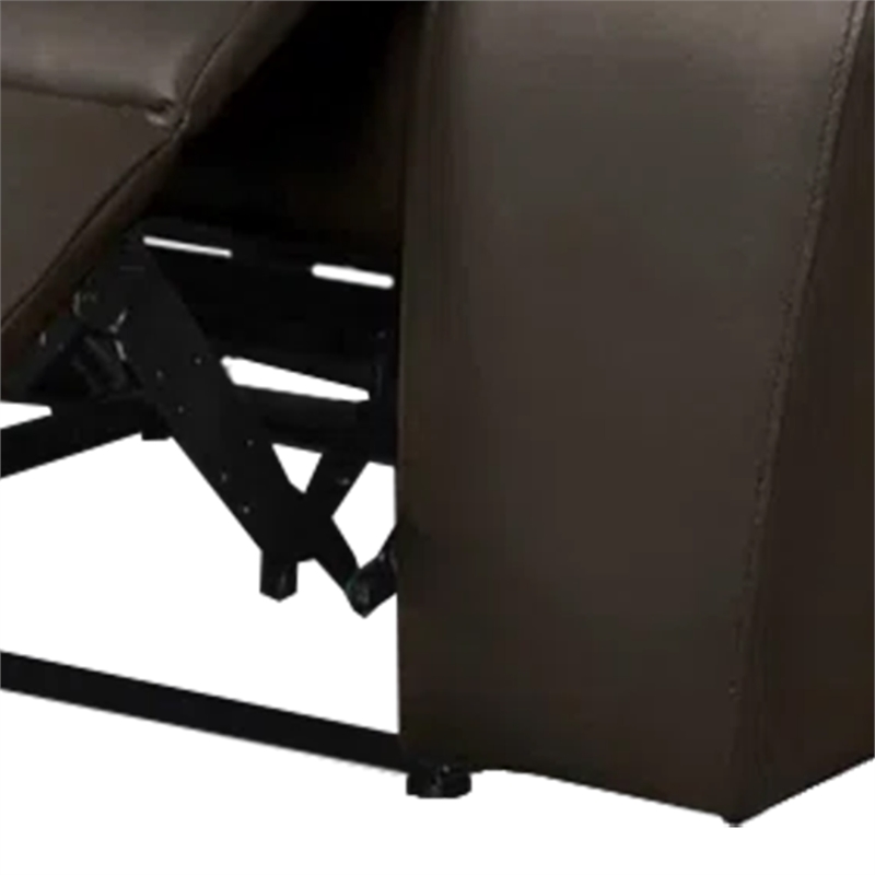 Benjara Ozy Manual Recliner Loveseat- 64 Inch- Contemporary Brown Grain Leather