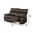 Benjara Ozy Manual Recliner Loveseat- 64 Inch- Contemporary Brown Grain Leather