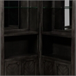 Benjara Wooden Bar Cabinet with Glass Shelves- Brown