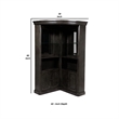 Benjara Wooden Bar Cabinet with Glass Shelves- Brown