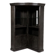 Benjara Wooden Bar Cabinet with Glass Shelves- Brown