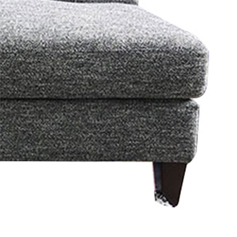 Benjara Wood and Fabric Sectional Set with Ottoman- Set of 5- Gray