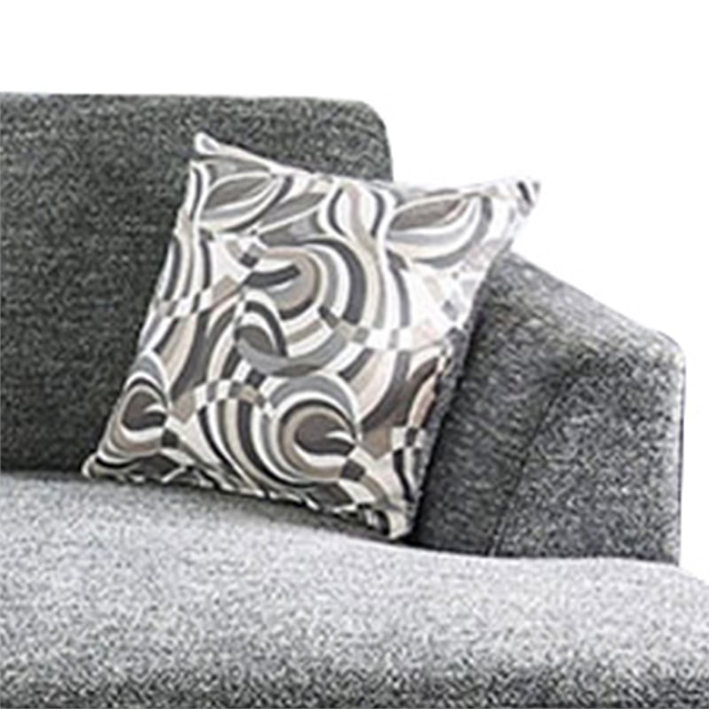 Benjara Wood and Fabric Sectional Set with Ottoman- Set of 5- Gray