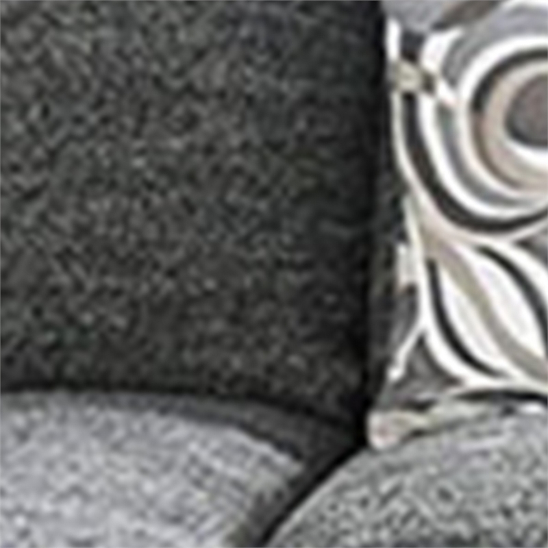 Benjara Wood and Fabric Sectional Set with Ottoman- Set of 5- Gray