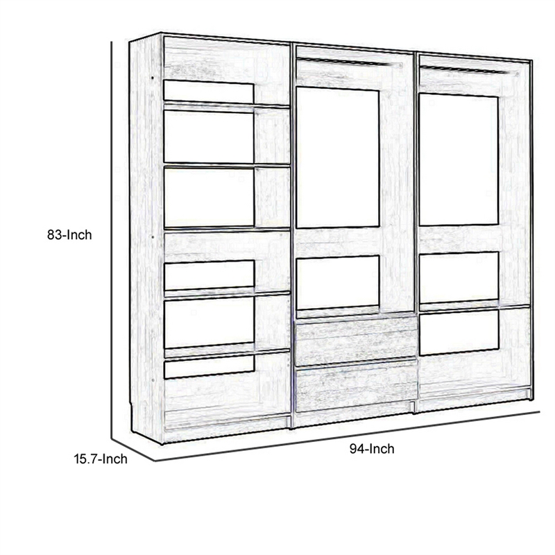 Benjara Dee Modular Closet System w/ 2 Clothing Racks - Brown