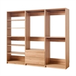Benjara Dee Modular Closet System- 5 Floating Shelves- 2 Drawers- Oak Brown Wood