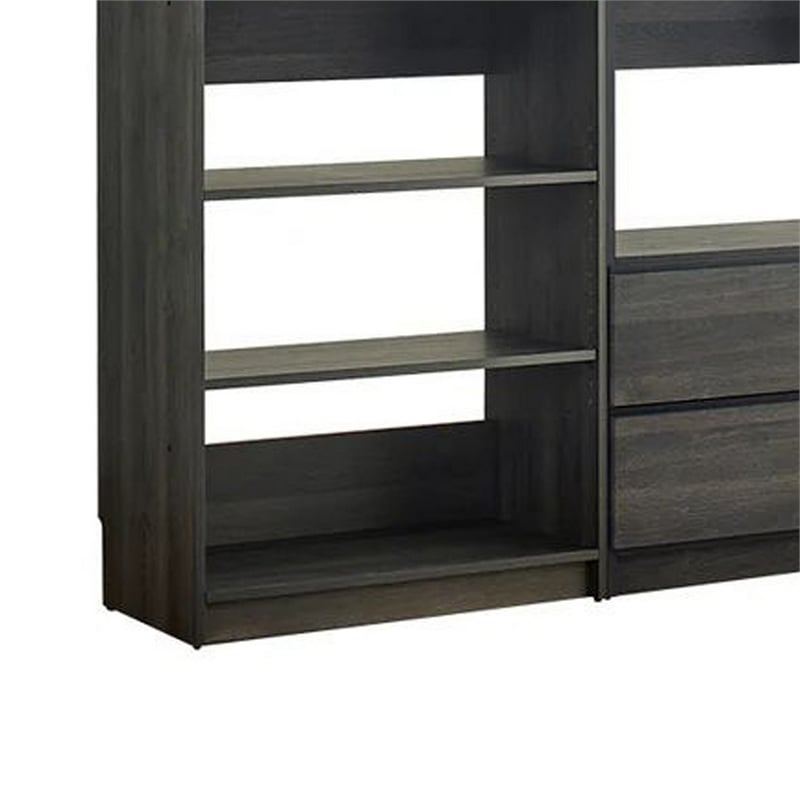 Benjara Dee Modular Closet System- 2 Clothing Racks- 6 Shelves- Dark Gray Wood