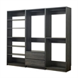 Benjara Dee Modular Closet System- 5 Floating Shelves- 2 Drawers- Black Wood