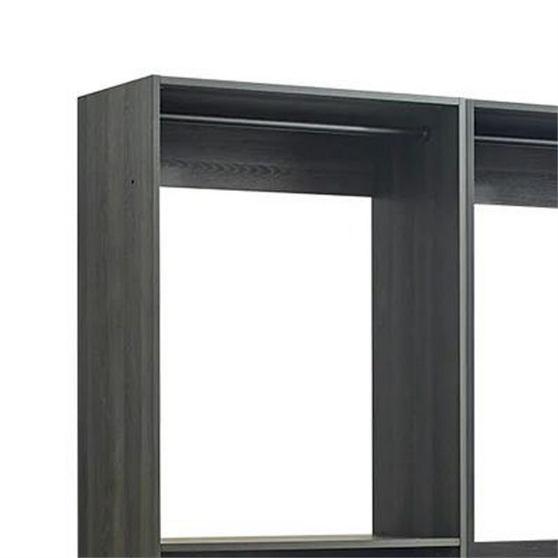 Benjara Dee Modular Closet System- 5 Floating Shelves- 2 Drawers- Black Wood