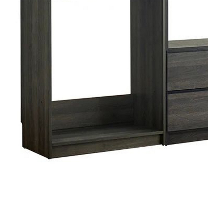 Benjara Dee Modular Closet System- 5 Floating Shelves- 2 Drawers- Black Wood