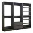 Benjara Dee Modular Closet System- 5 Floating Shelves- 2 Drawers- Black Wood