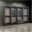 Benjara Dee Modular Freestanding Closet System- 4 Hanging Rods- 6 Shelves- Gray