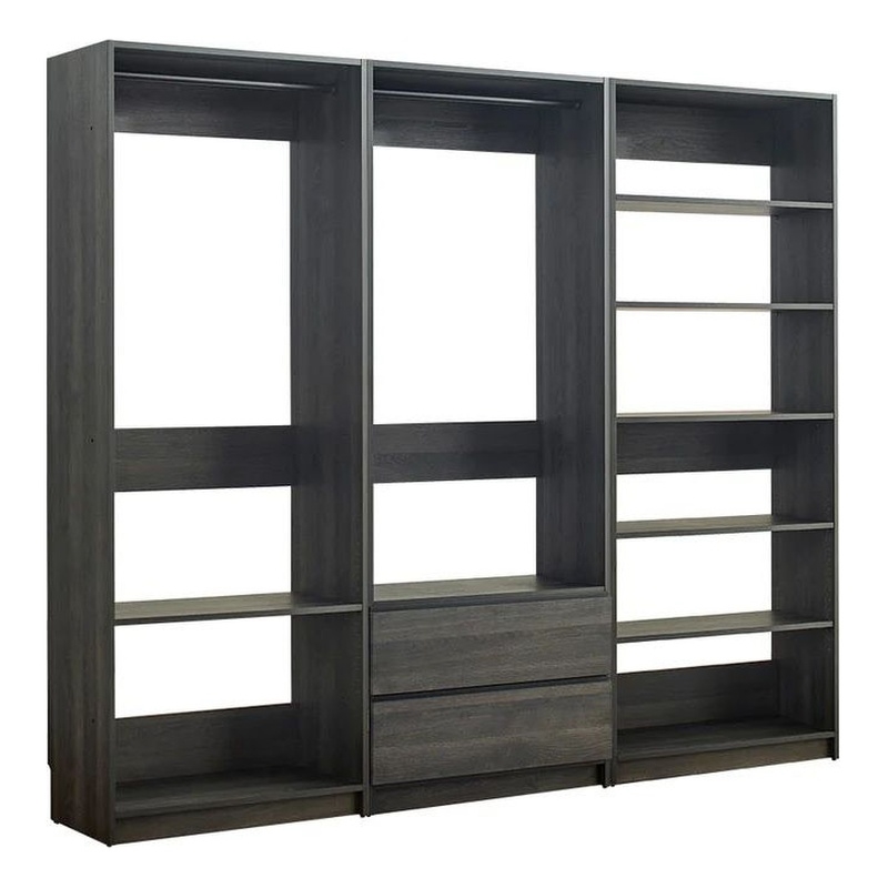 Benjara Dee Walk In Closet Modular Freestanding Storage 9 Shelf 2 Drawer Black