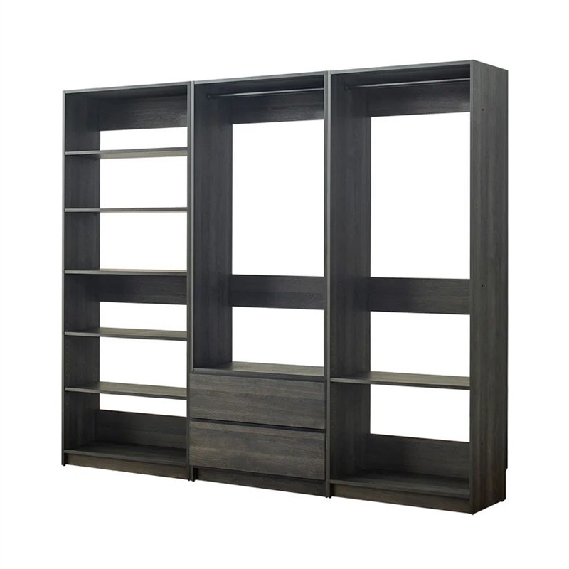 Benjara Dee Walk In Closet Modular Freestanding Storage 9 Shelf 2 Drawer Black