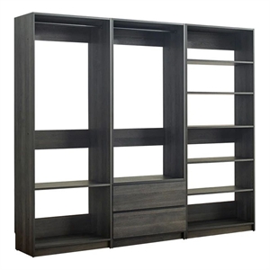 Benjara Dee Walk In Closet Modular Freestanding Storage 9 Shelf 2 Drawer Black