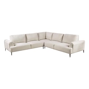 Benjara Batty L Shape Sectional Sofa- 114&quot Light Brown Chenille Adjustable