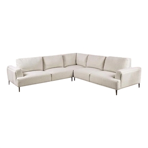 Benjara Batty L Shape Sectional Sofa- 114&quot Light Brown Chenille Adjustable