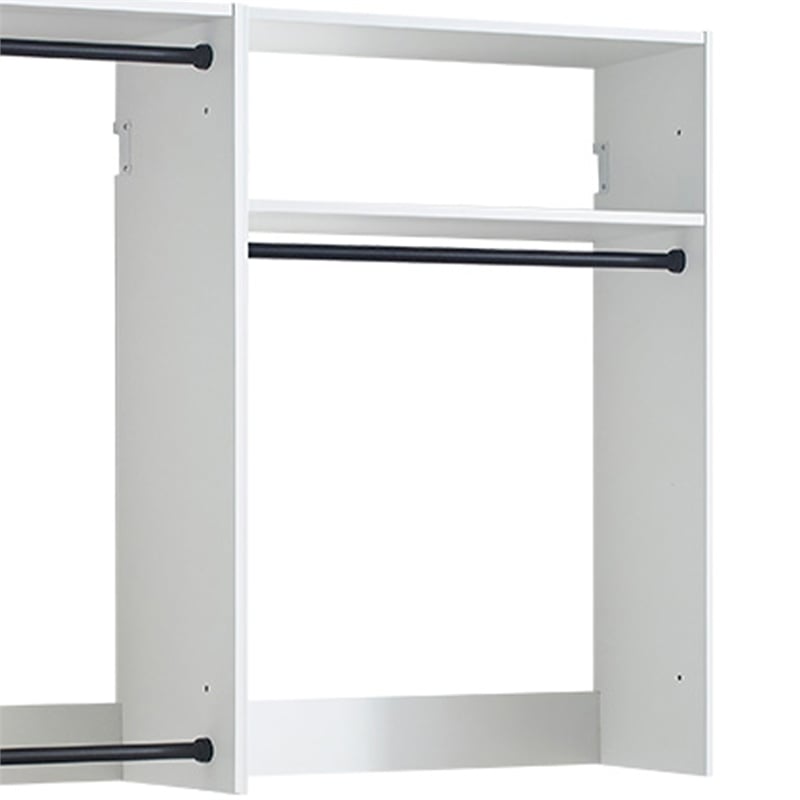 Benjara Vedz Wall Mount Closet Set- 1 Shelf- 5 Hanging Rods- White Melamine