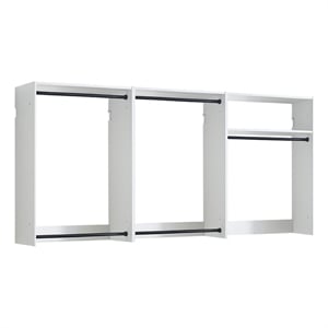 Benjara Vedz Wall Mount Closet Set- 1 Shelf- 5 Hanging Rods- White Melamine