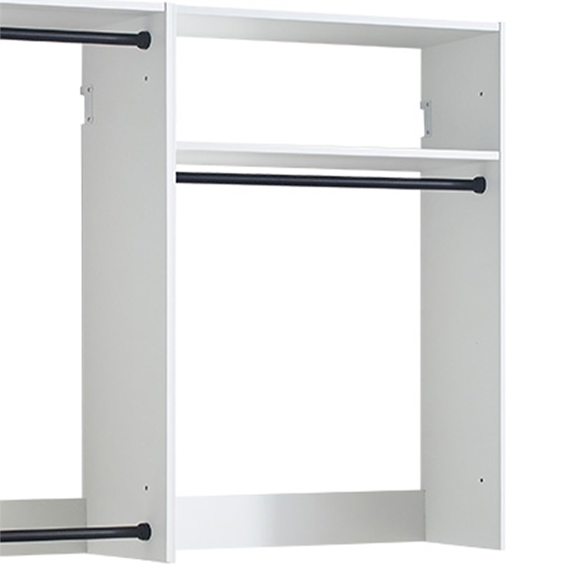 Benjara Vedz Wall Mount Closet Set- 1 Shelf- 5 Hanging Rods- White Melamine