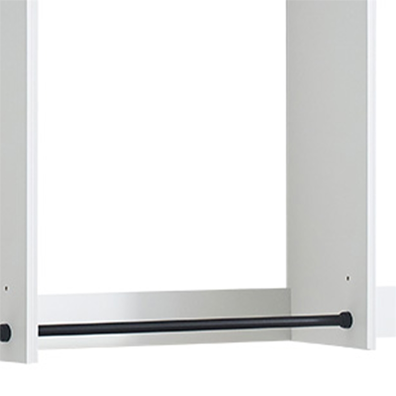 Benjara Vedz Wall Mount Closet Set- 1 Shelf- 5 Hanging Rods- White Melamine